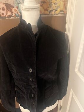 St John’s Bay Women's Black Velvet Button-Front Jacket EUC size Petite Large